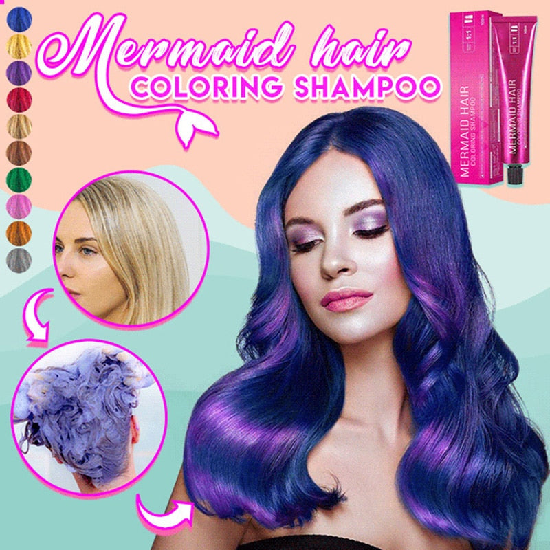 Mermaid Hair Coloring Shampoo Mild Safe Hair Dyeing Shampoo for All Hairs LDO99