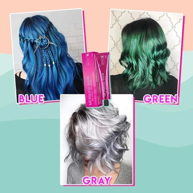 Mermaid Hair Coloring Shampoo Mild Safe Hair Dyeing Shampoo for All Hairs LDO99